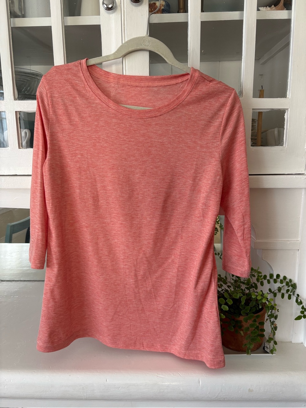 Women’s Classic Crewneck Long Sleeve Top in Coral Pink